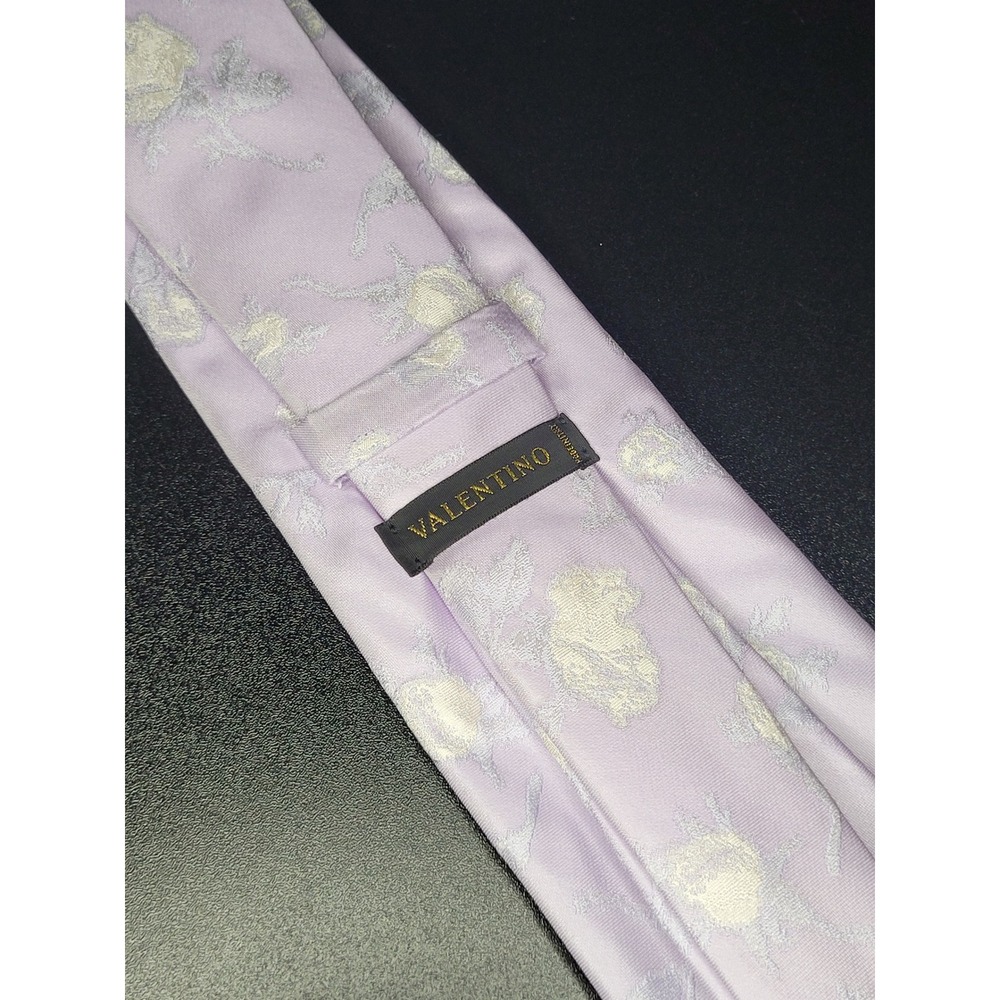 Valentino Men's Necktie Lavender Purple Floral Jacquard Excellent